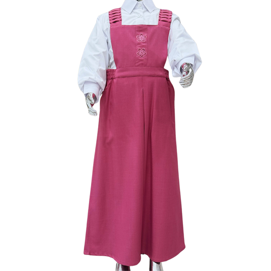 Saudi Girls’ School Uniform – Pink Jumper with White Shirt (Style - one)