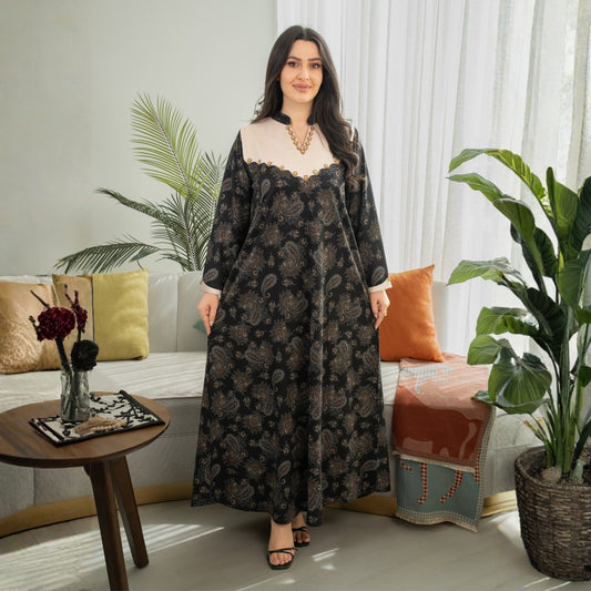 Elegant winter jalabiya with a distinctive modern design - 4601