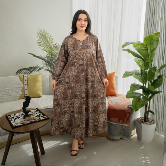 Elegant winter jalabiya with a distinctive modern design - 4599