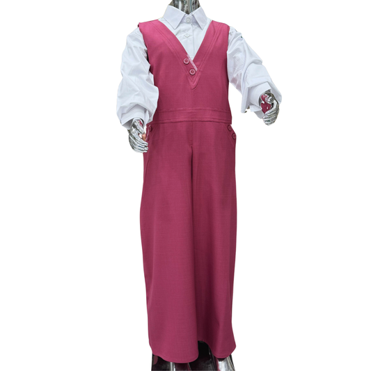 Saudi Girls’ School Uniform – Pink Jumper with White Shirt (Style - seven)