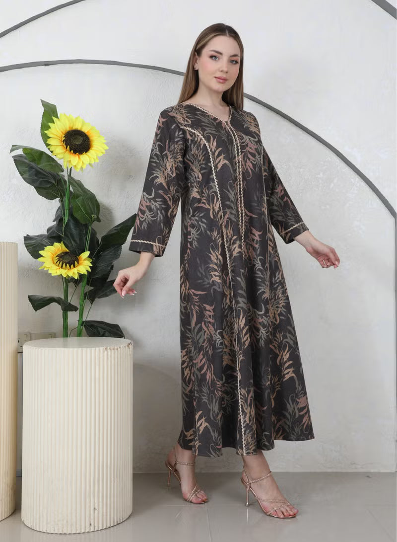 جلابية بنت البلاد السعودية الشتوية للنساء من مجموعة بنت البلاد الفاخرة من التصاميم الفاخرة - 4187