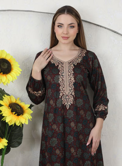 جلابية بنت البلاد السعودية الشتوية للنساء من مجموعة بنت البلاد الفاخرة من التصاميم الفاخرة - 4197