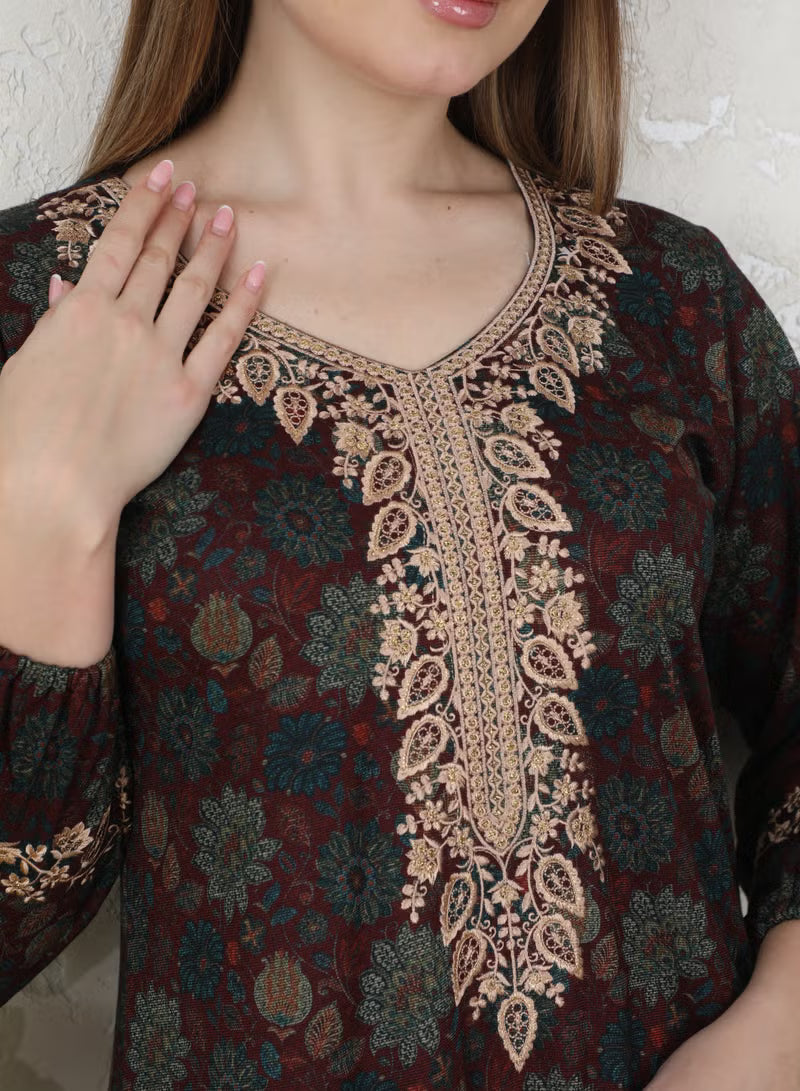 جلابية بنت البلاد السعودية الشتوية للنساء من مجموعة بنت البلاد الفاخرة من التصاميم الفاخرة - 4197