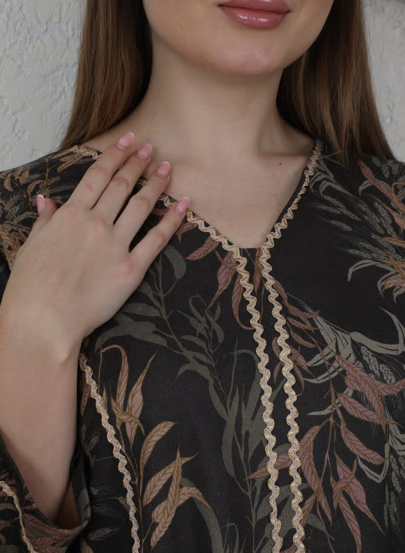 جلابية بنت البلاد السعودية الشتوية للنساء من مجموعة بنت البلاد الفاخرة من التصاميم الفاخرة - 4187