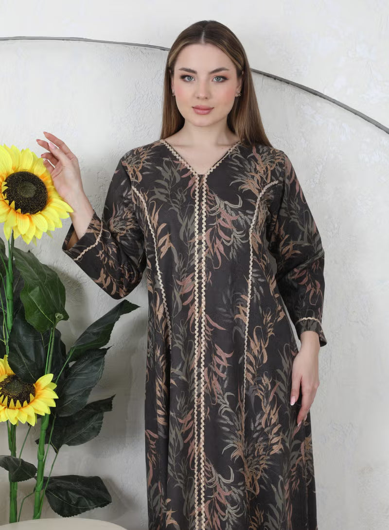 جلابية بنت البلاد السعودية الشتوية للنساء من مجموعة بنت البلاد الفاخرة من التصاميم الفاخرة - 4187