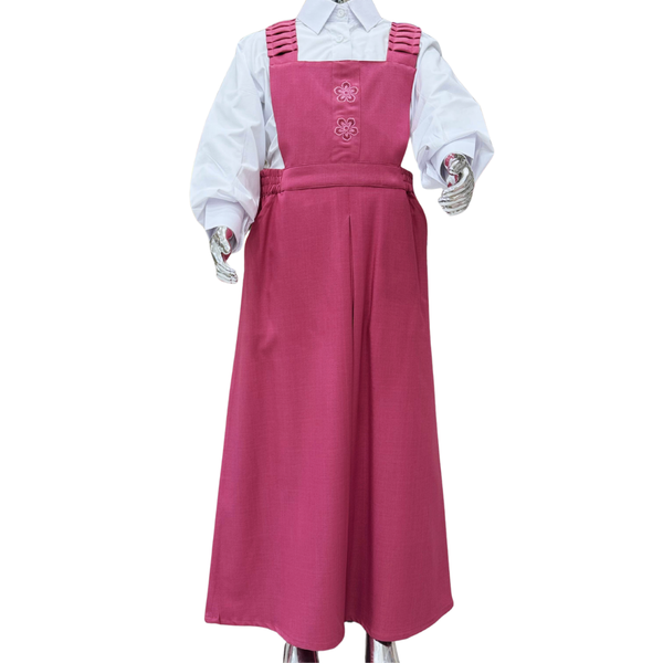 Saudi Girls’ School Uniform – Pink Jumper with White Shirt (Style - one)