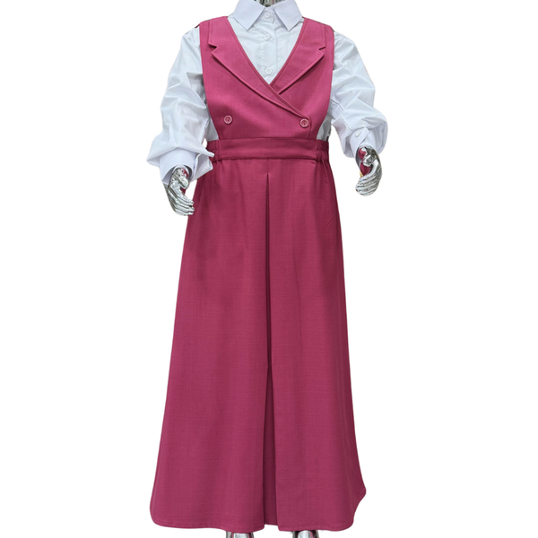 Saudi Girls’ School Uniform – Pink Jumper with White Shirt (Style - two)