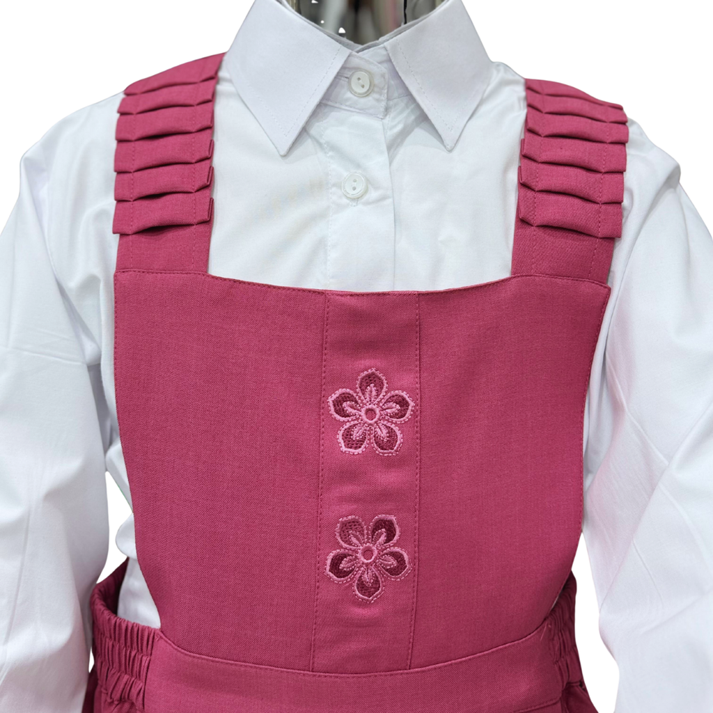Saudi Girls’ School Uniform – Pink Jumper with White Shirt (Style - one)