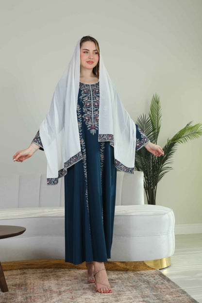 Bint Al Bilad Women's Summer Full-Length Jalabiya Dress for Ramadan, Eid Ul Fitr - 4085