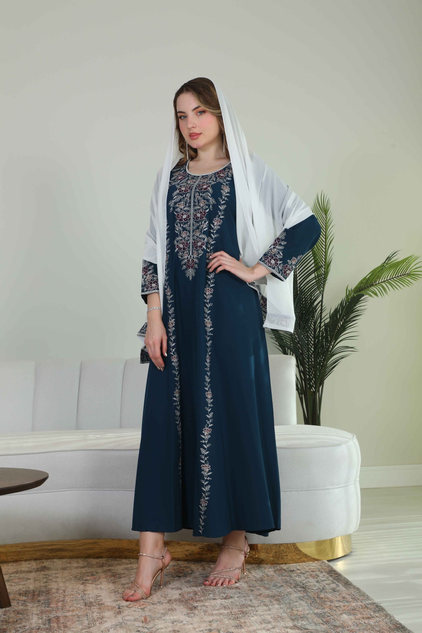 Bint Al Bilad Women's Summer Full-Length Jalabiya Dress for Ramadan, Eid Ul Fitr - 4085