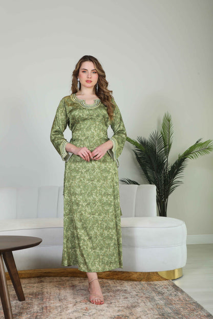 Bint Al Bilad Women's Summer Full-Length Jalabiya Dress for Ramadan, Eid Ul Fitr - 4153