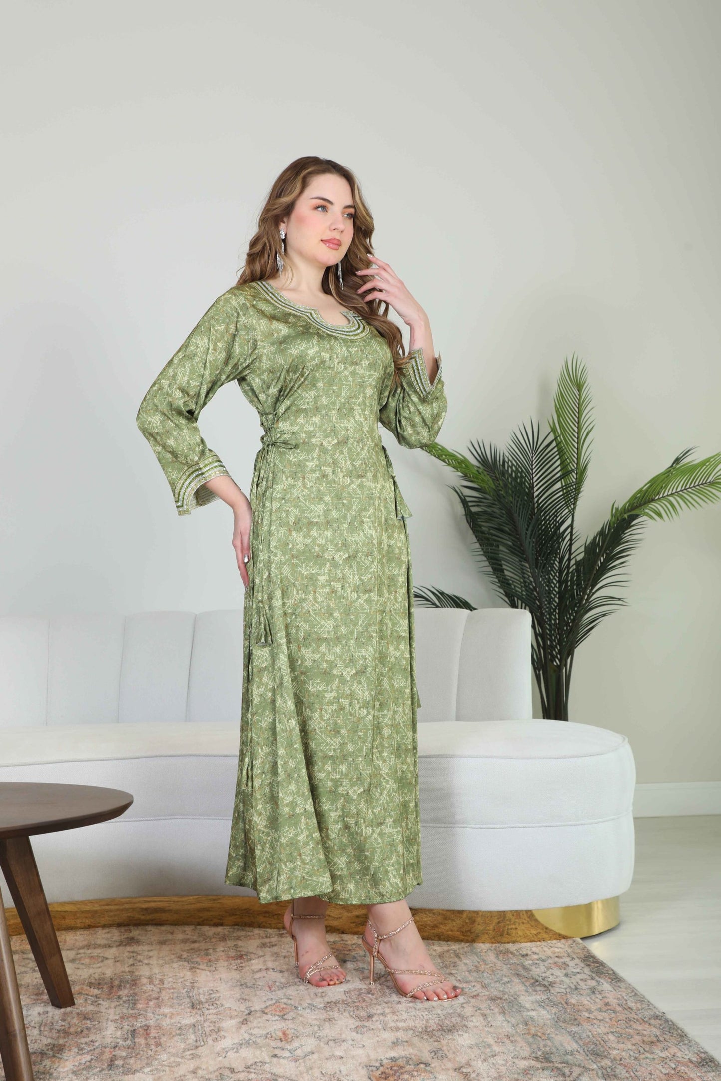 Bint Al Bilad Women's Summer Full-Length Jalabiya Dress for Ramadan, Eid Ul Fitr - 4153