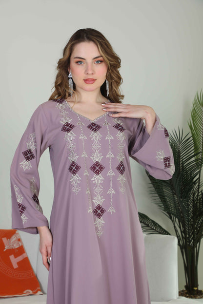 Bint Al Bilad Women's Summer Full-Length Jalabiya Dress for Ramadan, Eid Ul Fitr - ZR-513