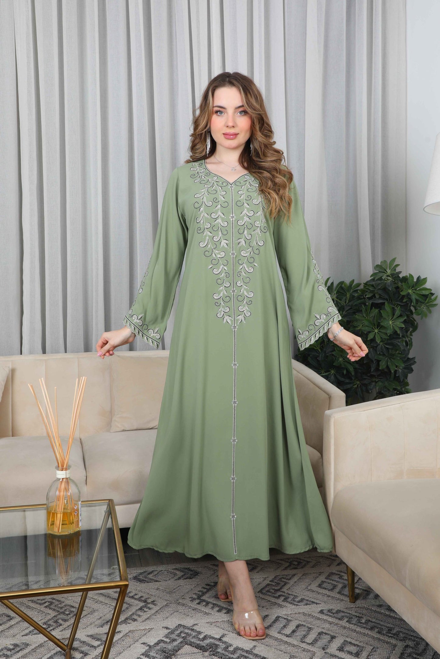 Bint Al Bilad Women's Summer Full-Length Jalabiya Dress for Ramadan, Eid Ul Fitr - ZR-500