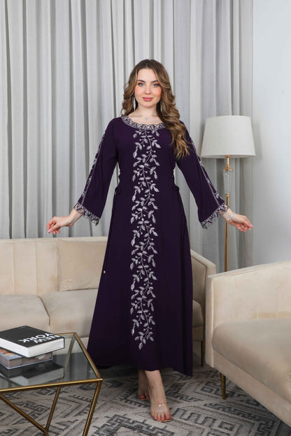 Bint Al Bilad Women's Summer Full-Length Jalabiya Dress for Ramadan, Eid Ul Fitr - ZR-499