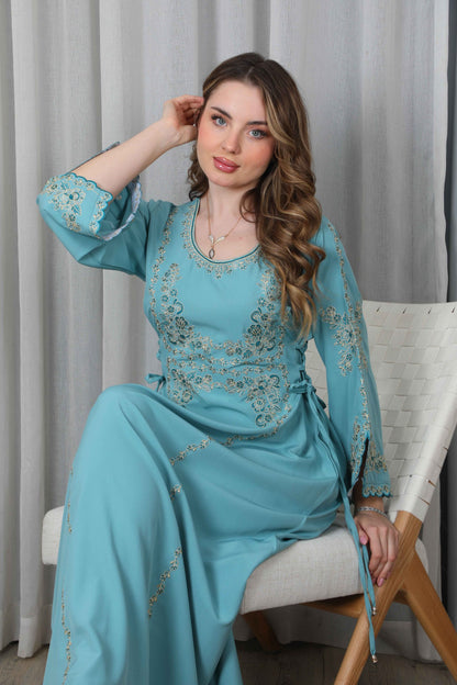 Bint Al Bilad Women's Summer Full-Length Jalabiya Dress for Ramadan, Eid Ul Fitr - ZR-457