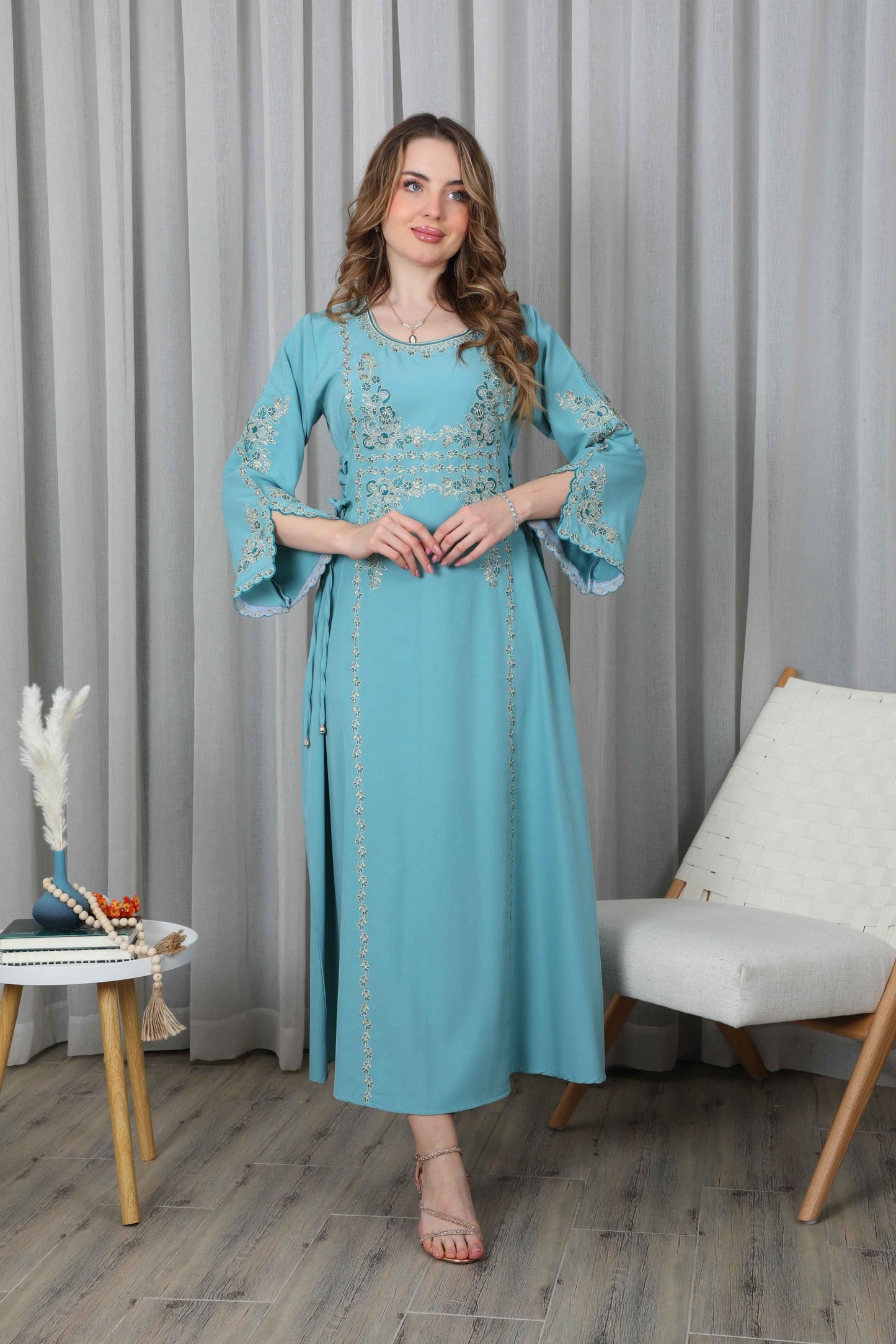 Bint Al Bilad Women's Summer Full-Length Jalabiya Dress for Ramadan, Eid Ul Fitr - ZR-457