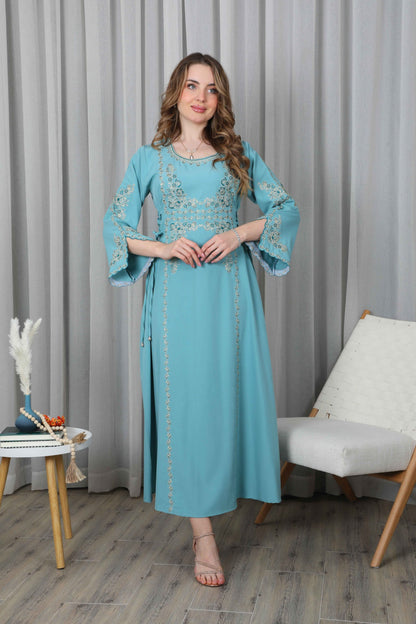 Bint Al Bilad Women's Summer Full-Length Jalabiya Dress for Ramadan, Eid Ul Fitr - ZR-457