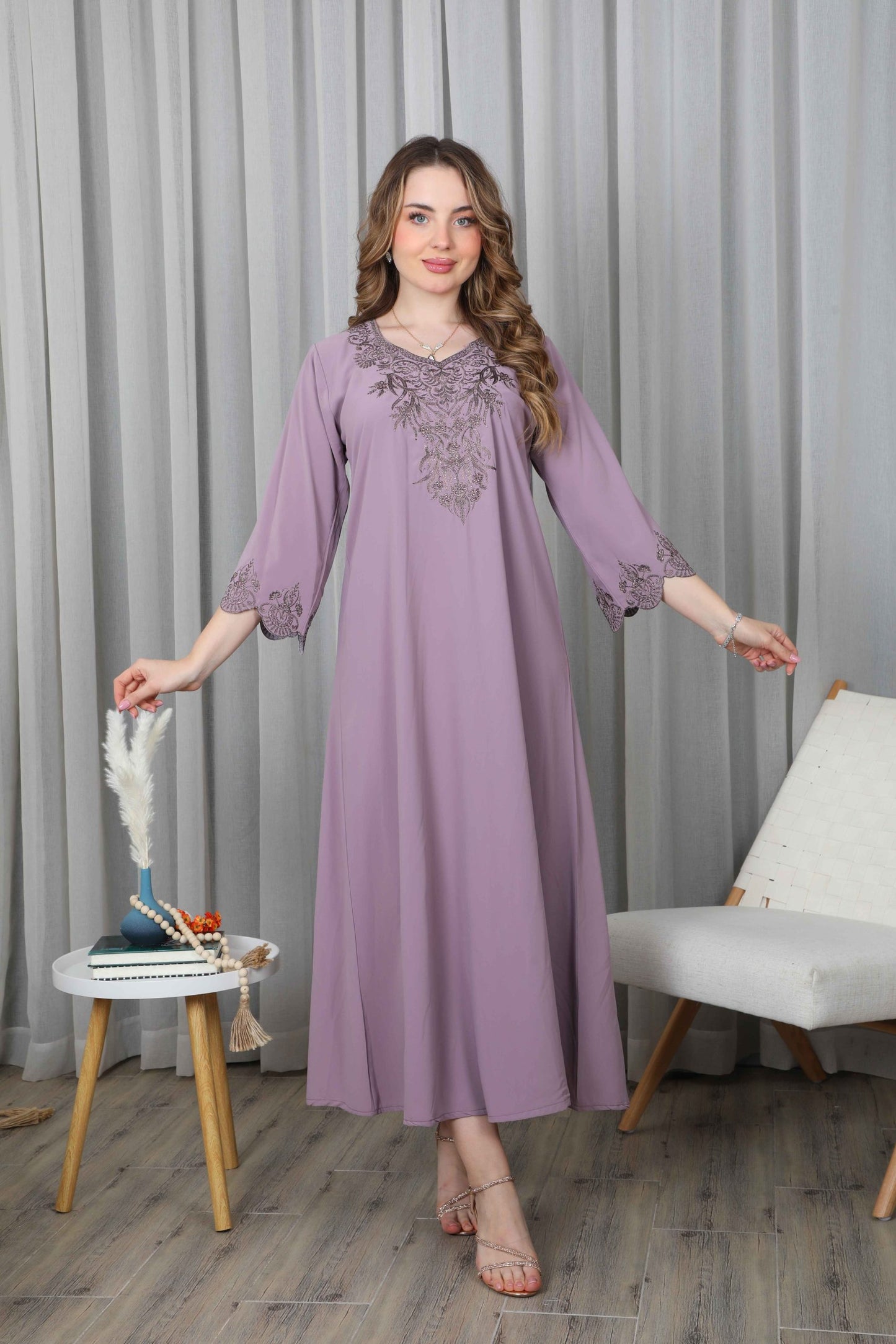 Bint Al Bilad Women's Summer Full-Length Jalabiya Dress for Ramadan, Eid Ul Fitr - 4280