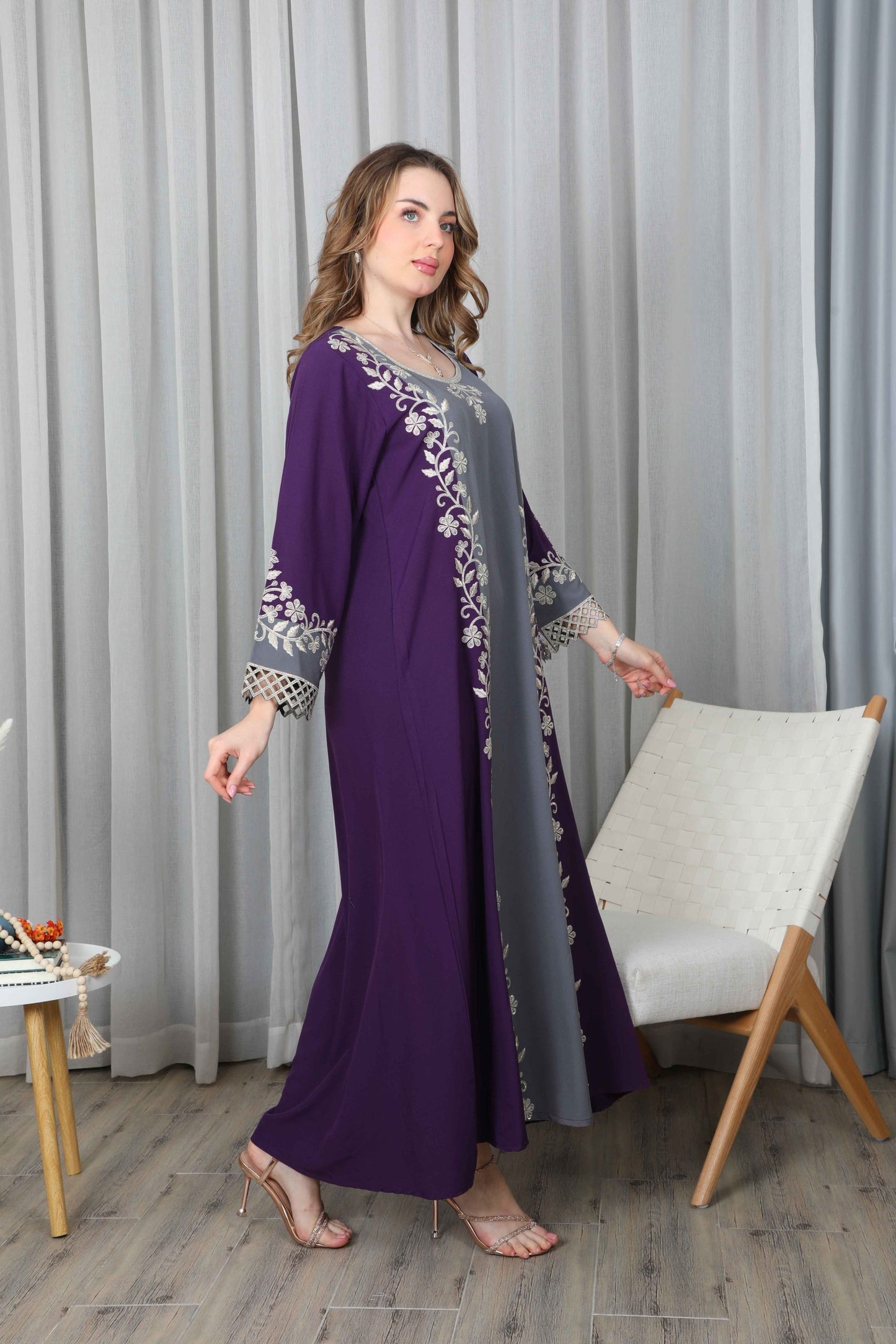 Bint Al Bilad Women's Summer Full-Length Jalabiya Dress for Ramadan, Eid Ul Fitr - ZR-529