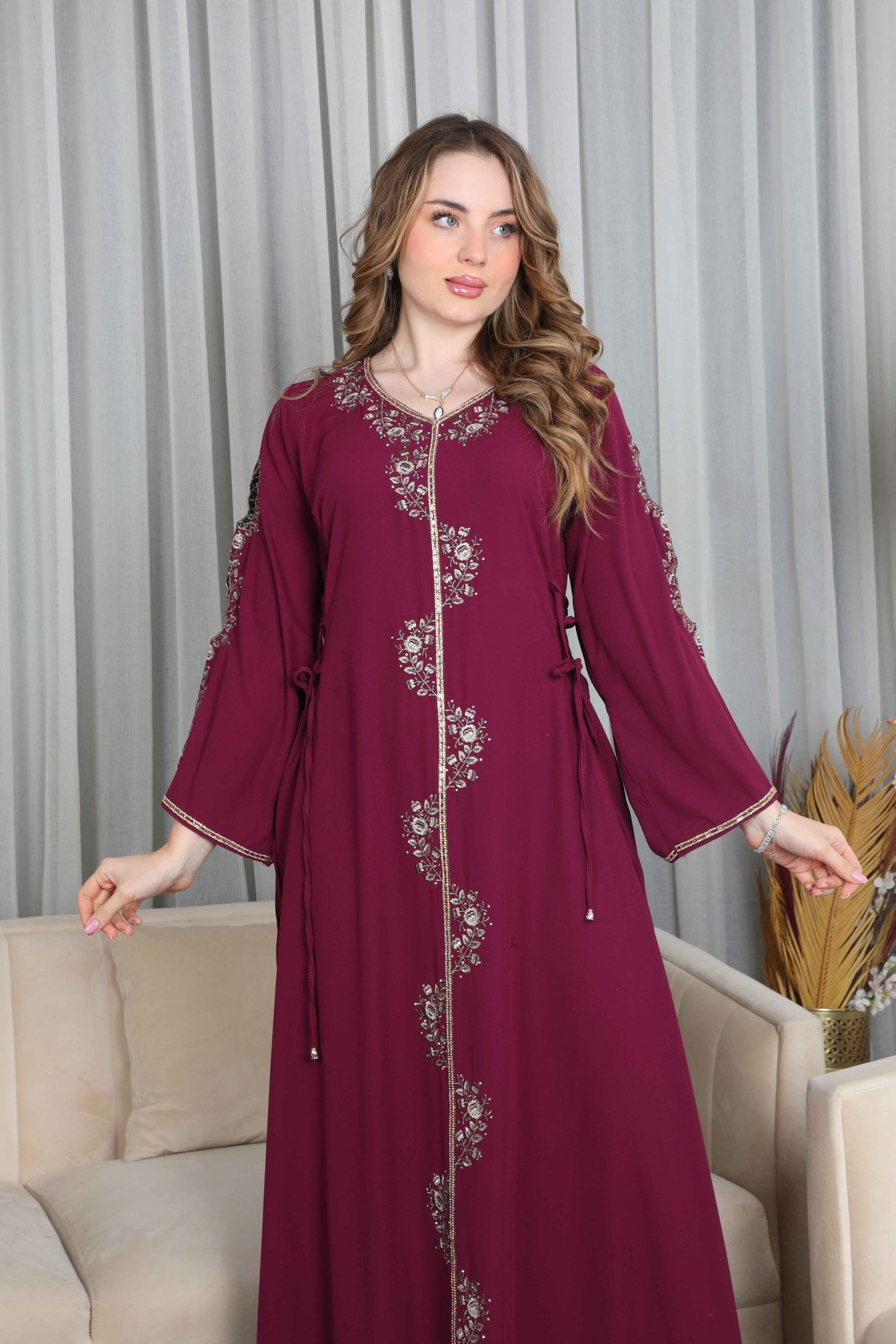 Bint Al Bilad Women's Summer Full-Length Jalabiya Dress for Ramadan, Eid Ul Fitr - ZR-511