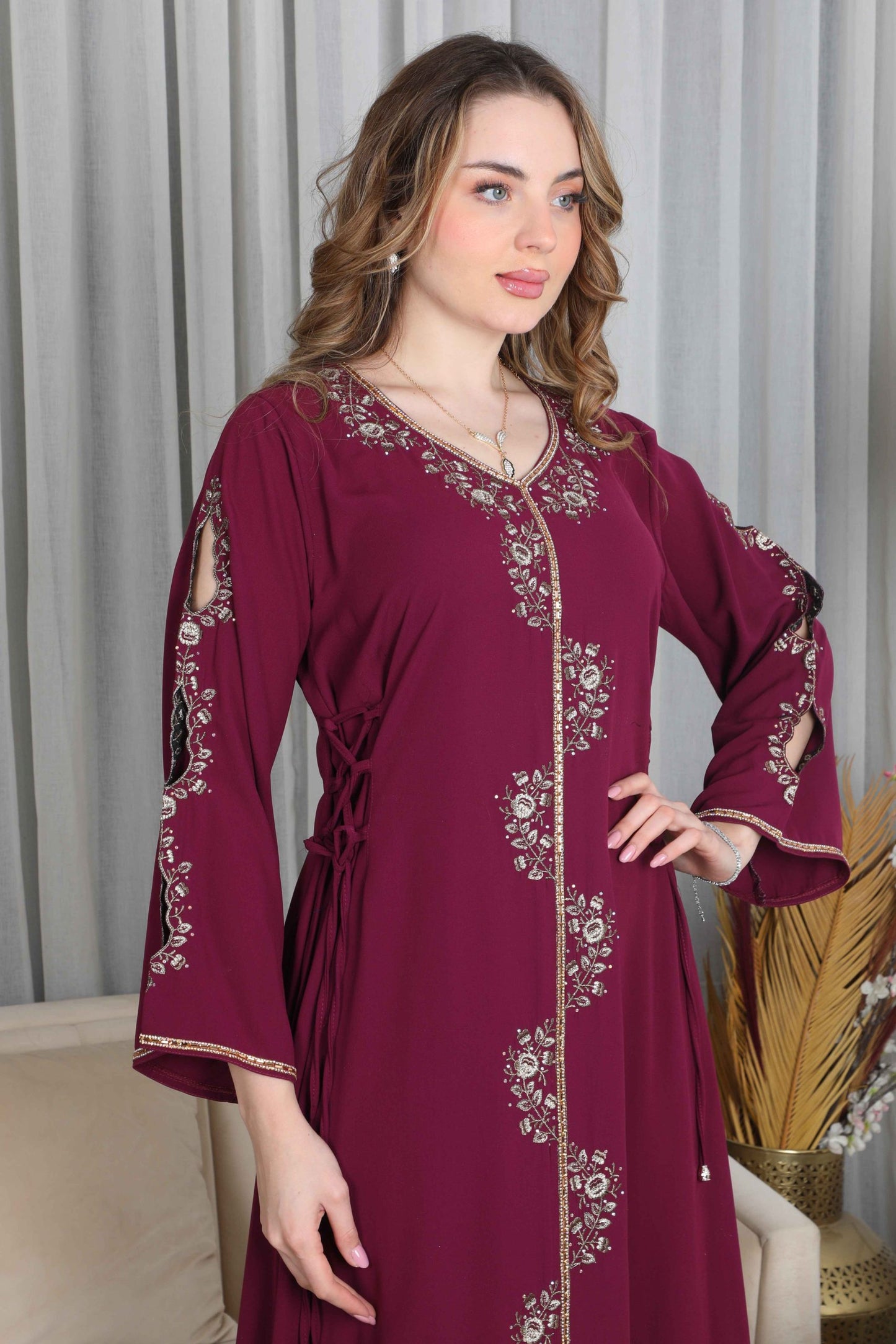 Bint Al Bilad Women's Summer Full-Length Jalabiya Dress for Ramadan, Eid Ul Fitr - ZR-511