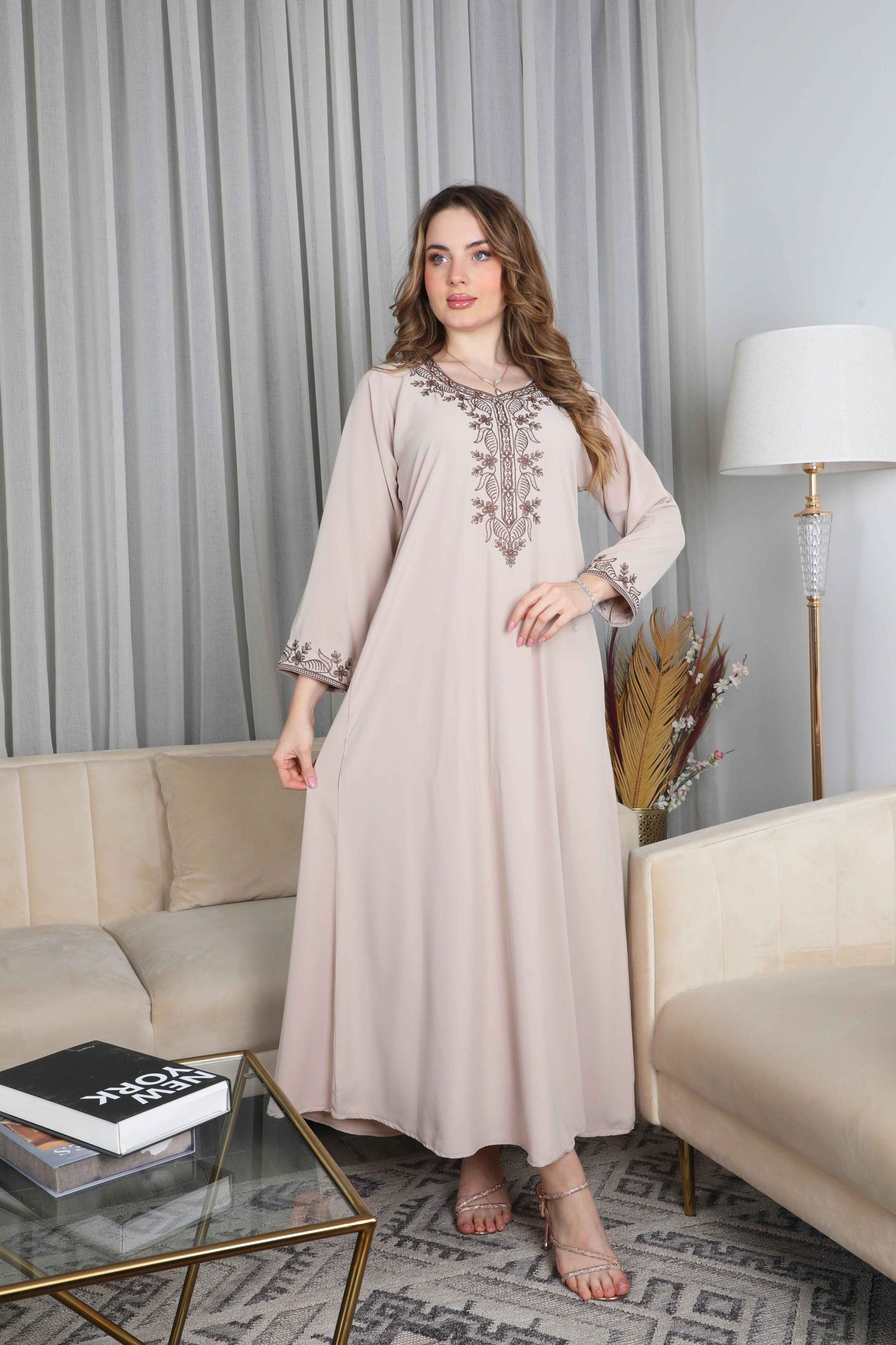 Bint Al Bilad Women's Summer Full-Length Jalabiya Dress for Ramadan, Eid Ul Fitr - 4284