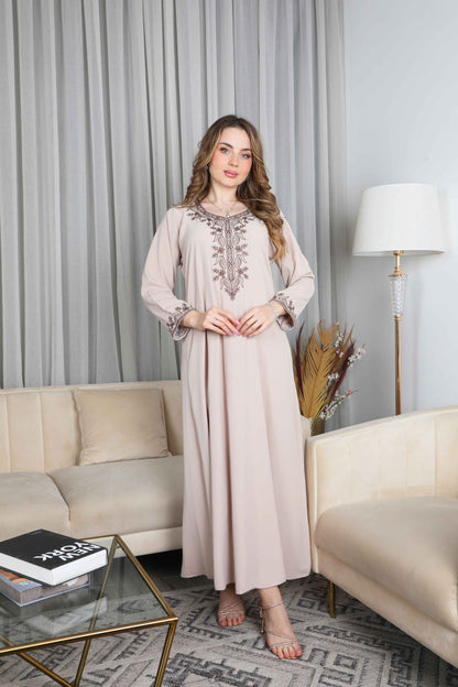 Bint Al Bilad Women's Summer Full-Length Jalabiya Dress for Ramadan, Eid Ul Fitr - 4284