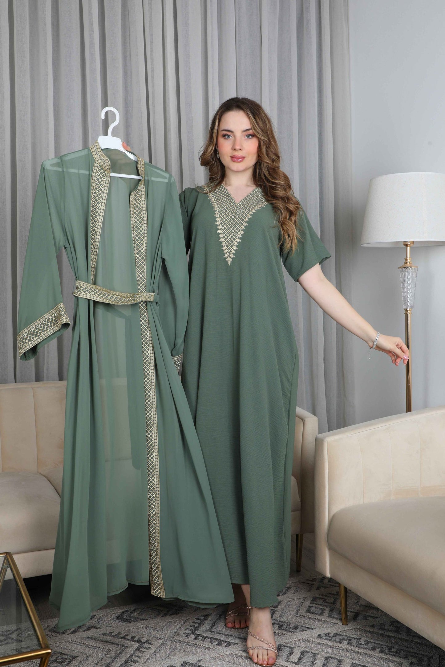 Bint Al Bilad Women's Summer Full-Length Jalabiya Dress for Ramadan, Eid Ul Fitr - 3781