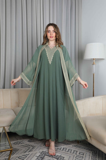 Bint Al Bilad Women's Summer Full-Length Jalabiya Dress for Ramadan, Eid Ul Fitr - 3781