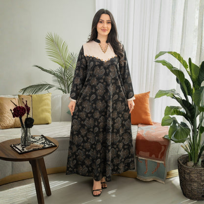 Elegant winter jalabiya with a distinctive modern design - 4601