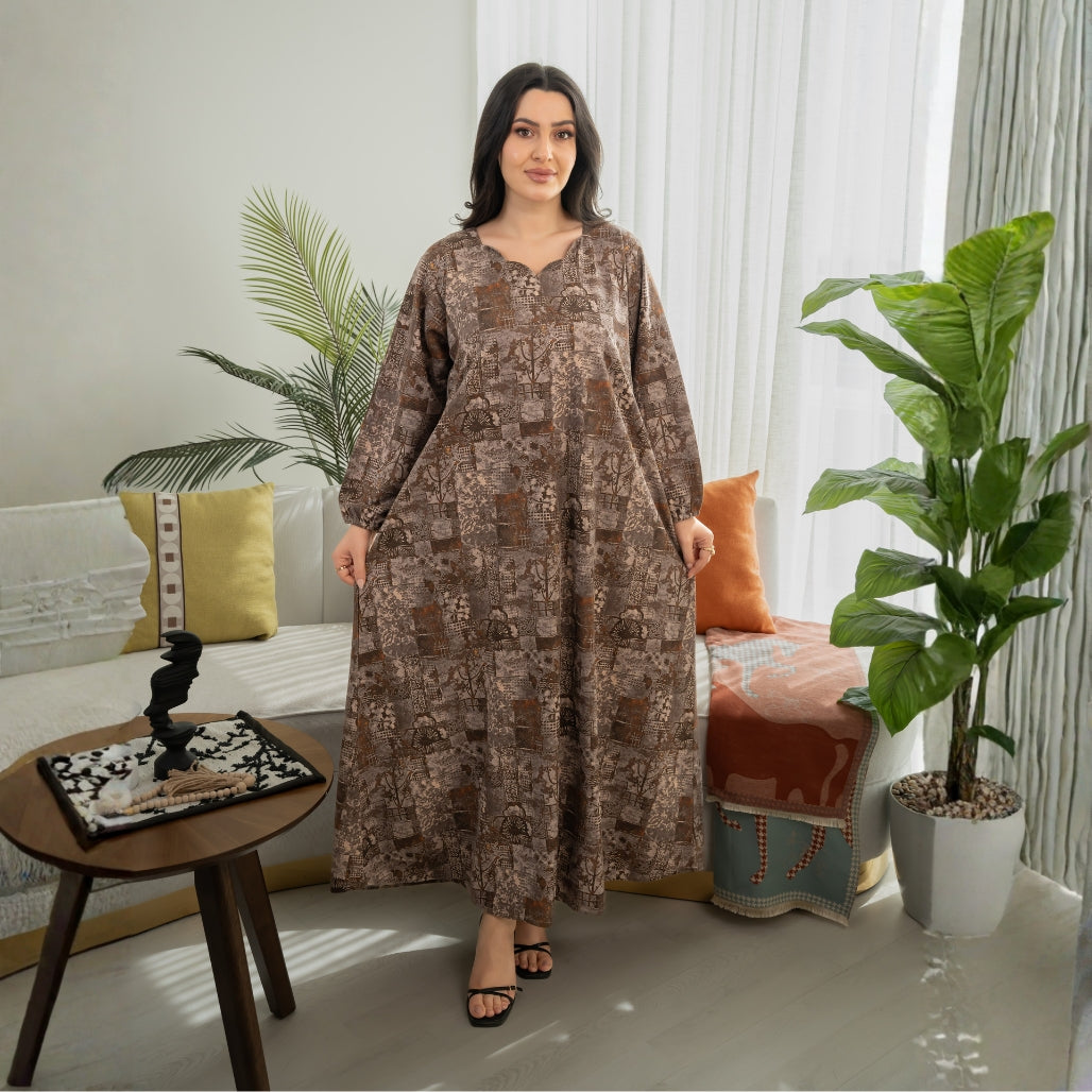Elegant winter jalabiya with a distinctive modern design - 4599