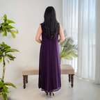 Elegant jalabiya - intricately embroidered in deep purple - 4391