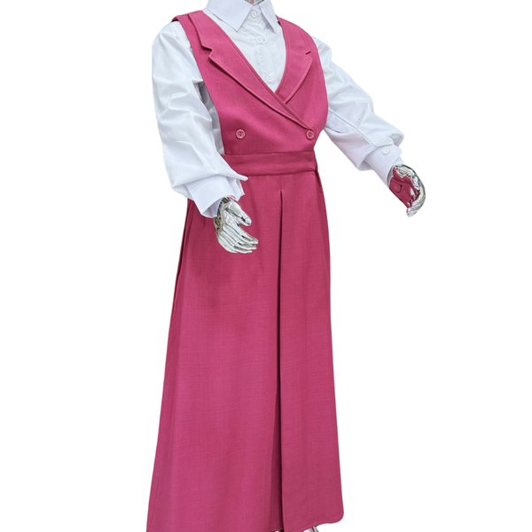 Saudi Girls’ School Uniform – Pink Jumper with White Shirt (Style - two)