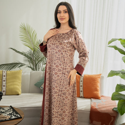Elegant winter jalabiya with a distinctive modern design - 4598