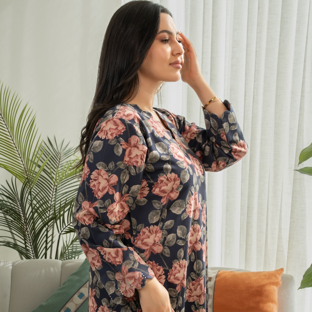 Elegant winter jalabiya with a distinctive modern design - 4593