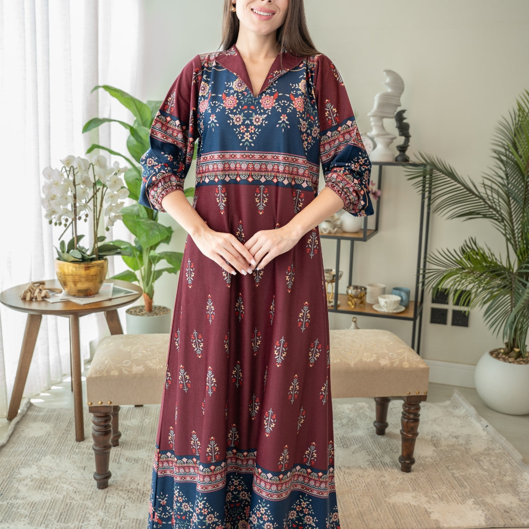 Elegant winter jalabiya with a distinctive modern design - 4581