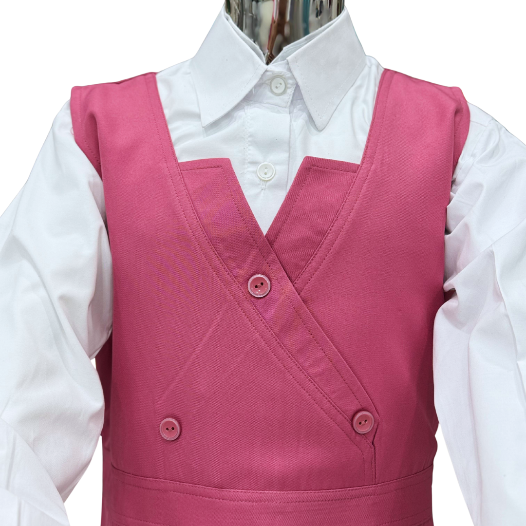 Saudi Girls’ School Uniform – Pink Jumper with White Shirt (Style - six)