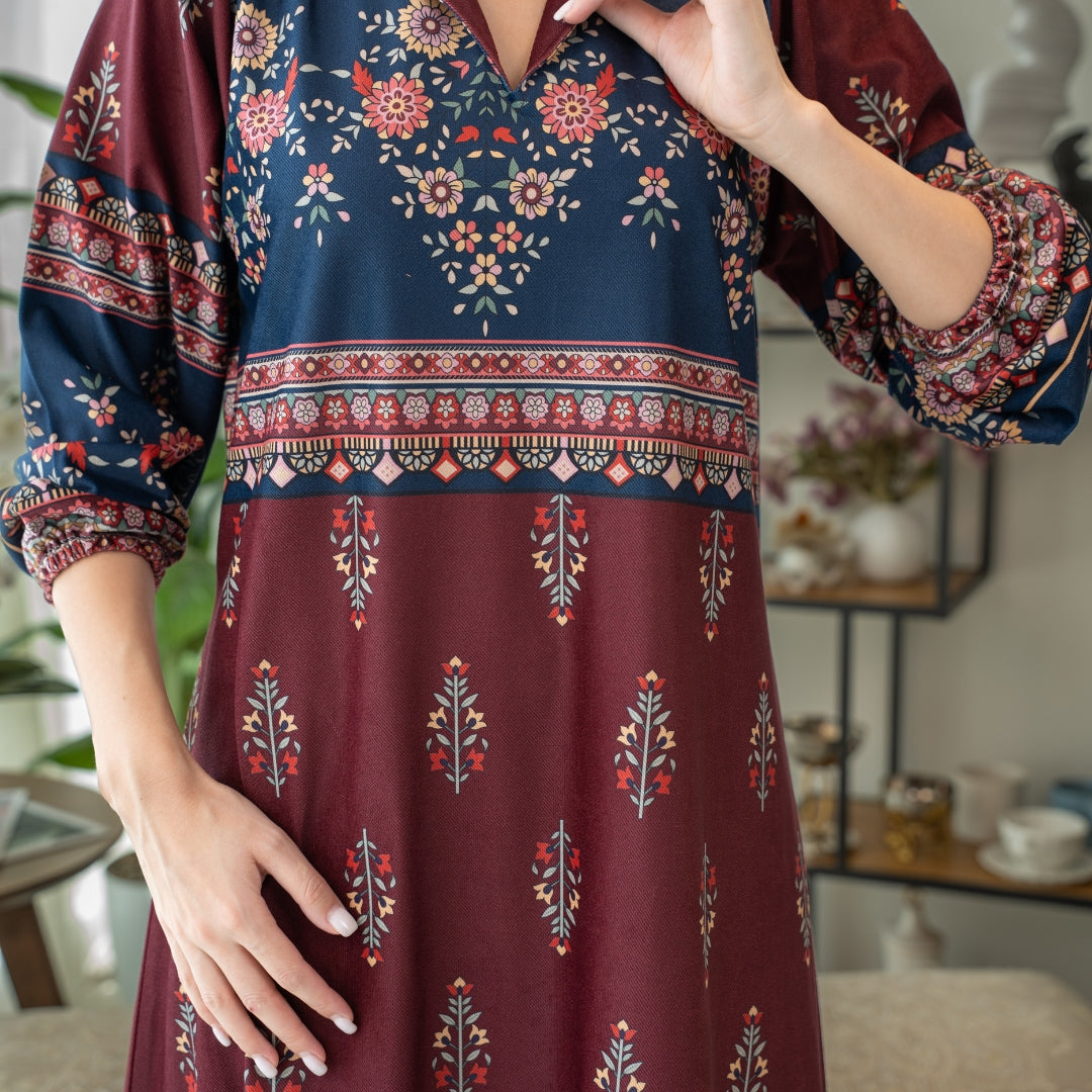 Elegant winter jalabiya with a distinctive modern design - 4581