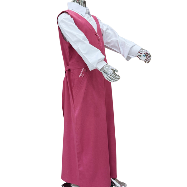 Saudi Girls’ School Uniform – Pink Jumper with White Shirt (Style - seven)