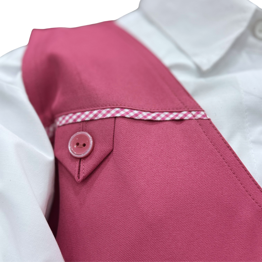 Saudi Girls’ School Uniform – Pink Jumper with White Shirt (Style - eight)
