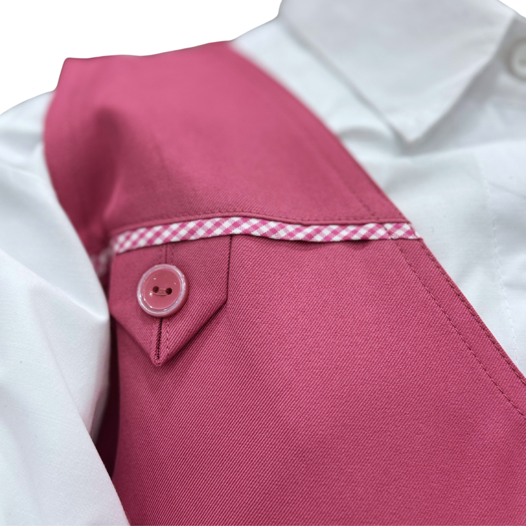 Saudi Girls’ School Uniform – Pink Jumper with White Shirt (Style - eight)