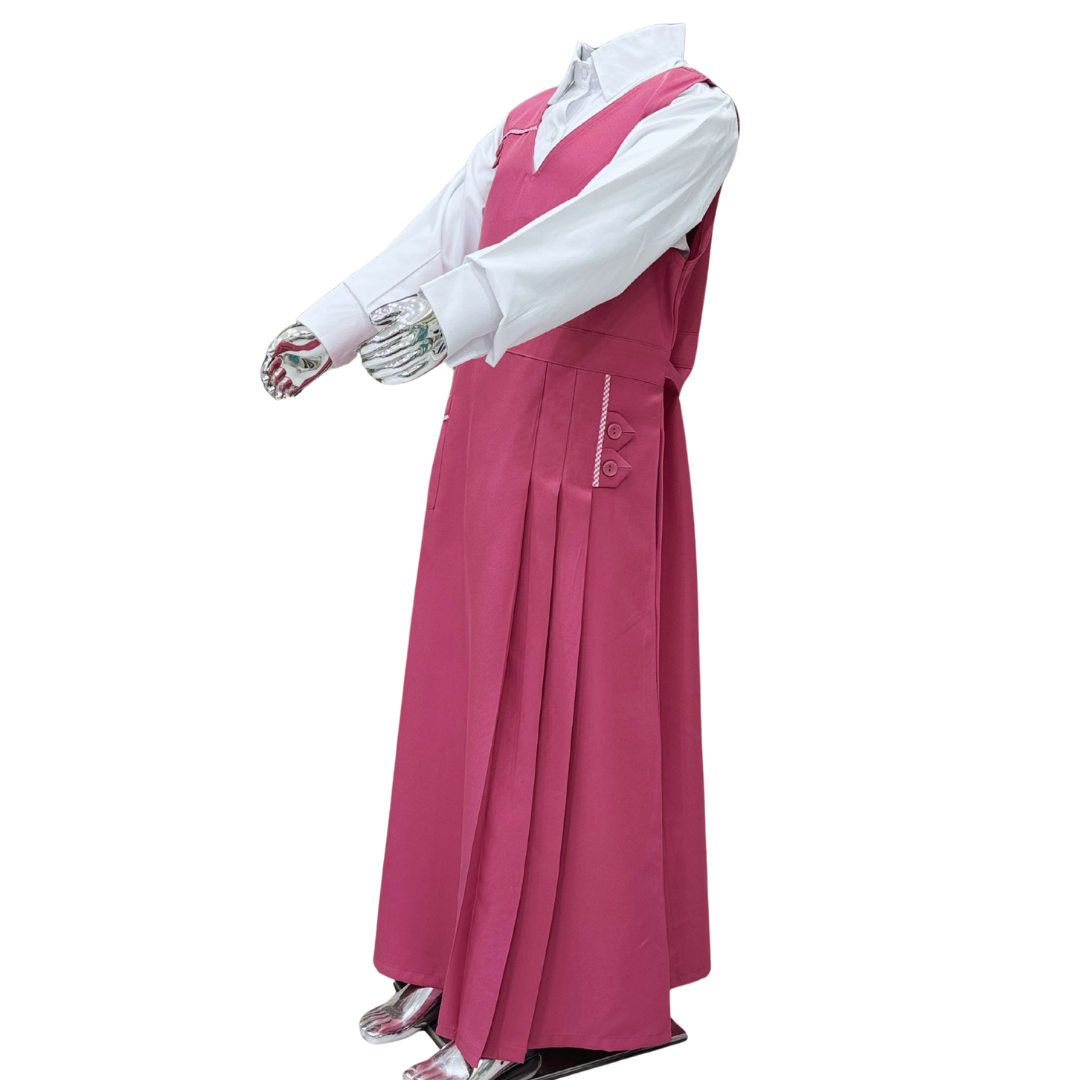 Saudi Girls’ School Uniform – Pink Jumper with White Shirt (Style - eight)