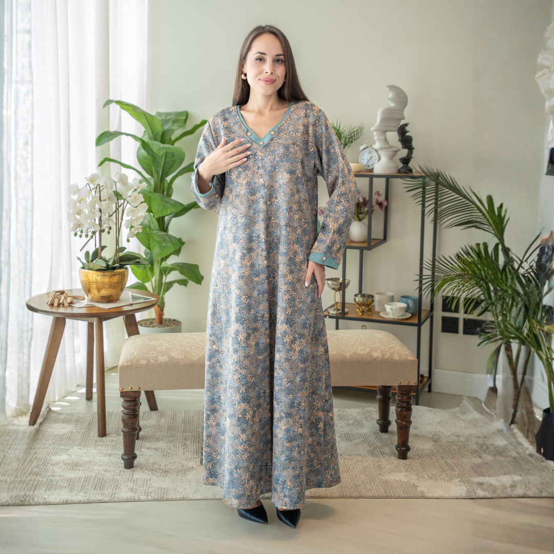 Elegant winter jalabiya with a distinctive modern design - 4540