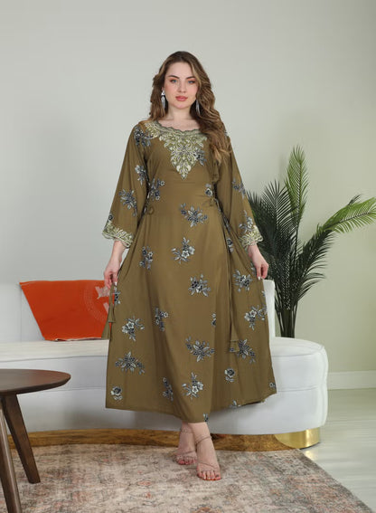 BintAlBilad Saudi Summer Jalabiya For Women New Collection Luxury Designs - 4152-B