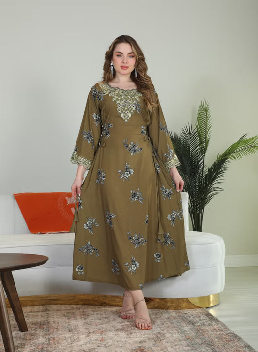 BintAlBilad Saudi Summer Jalabiya For Women New Collection Luxury Designs - 4152-B