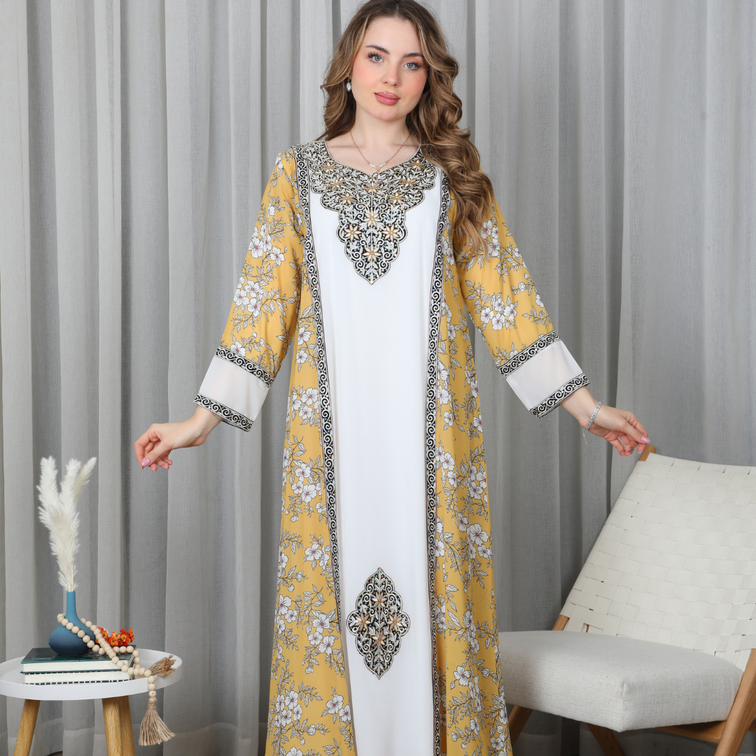 Bint Al Bilad Women's Summer Full-Length Jalabiya Dress for Ramadan, Eid Ul Fitr - 4071