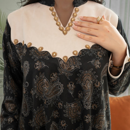 Elegant winter jalabiya with a distinctive modern design - 4601