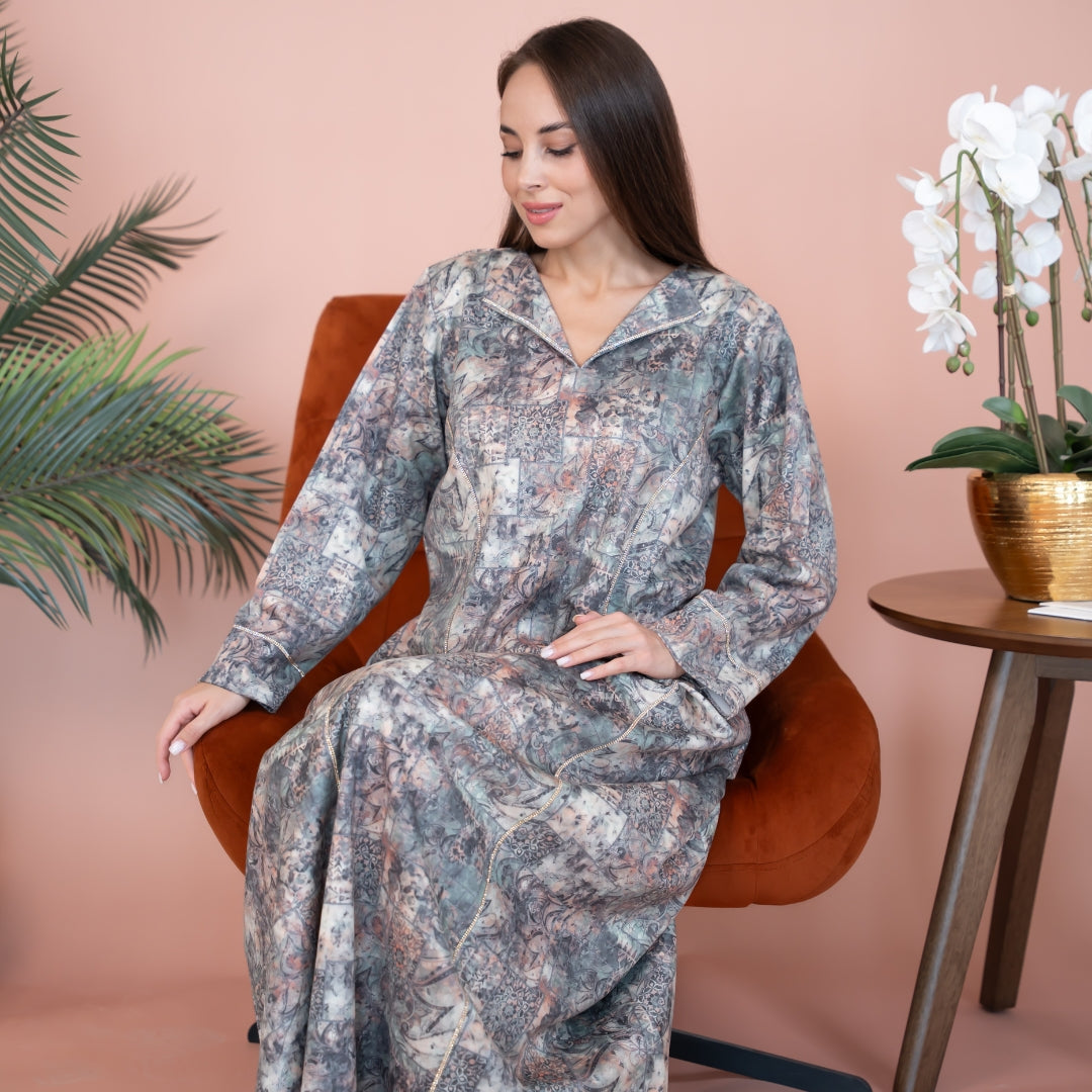 Elegant winter jalabiya with a distinctive modern design - 4550