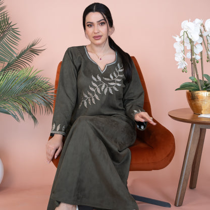 Elegant winter jalabiya with a distinctive modern design - 4589